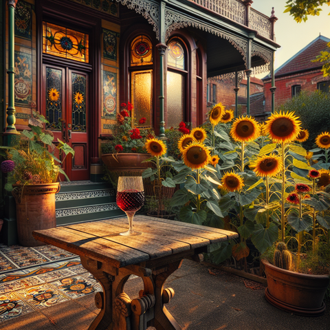 Sunflowers and The Red Wine