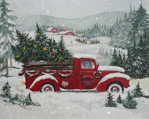 X-Mas-Truck Green Hill - Wall Art - By Renate Holzner- Gallery Art Company