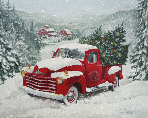 X-Mas-Truck Pine Wood - Wall Art - By Renate Holzner- Gallery Art Company