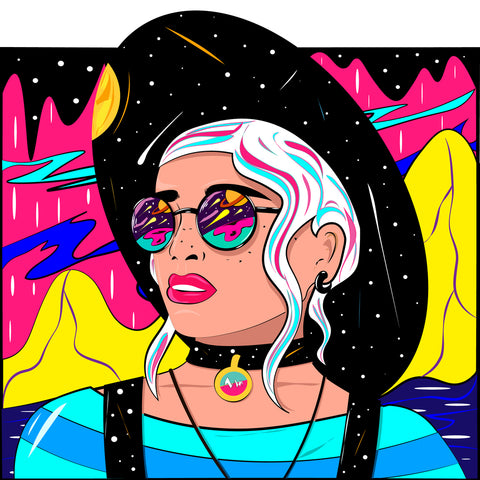 Bright sexy young woman 2 - Psychedelic pop art - Wall Art - By saroutlander- Gallery Art Company