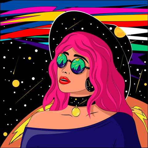 Bright sexy young woman 3 - Psychedelic pop art. - Wall Art - By saroutlander- Gallery Art Company