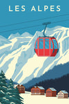 Ski resort with red gondola lift - Wall Art - By Rinat Khairitdinov- Gallery Art Company