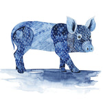 Cobalt Farm Animals II - Wall Art - By Grace Popp- Gallery Art Company