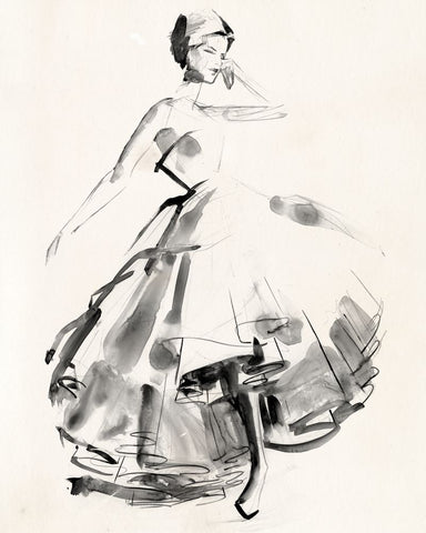 Vintage Costume Sketch II - Wall Art - By Jennifer Paxton Parker- Gallery Art Company