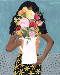Flower Vase Girl I - Wall Art - By Grace Popp- Gallery Art Company