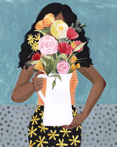 Flower Vase Girl I - Wall Art - By Grace Popp- Gallery Art Company