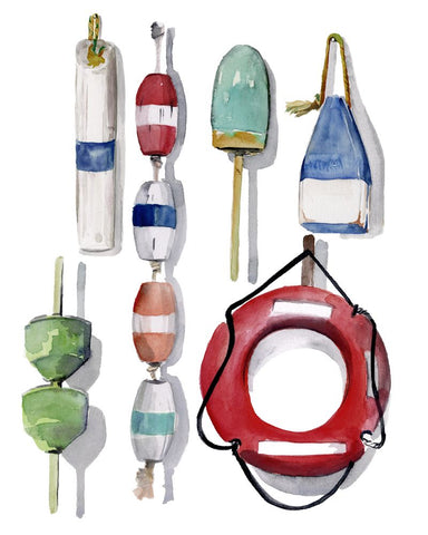 Watercolor Buoys II - Wall Art - By Jennifer Paxton Parker- Gallery Art Company