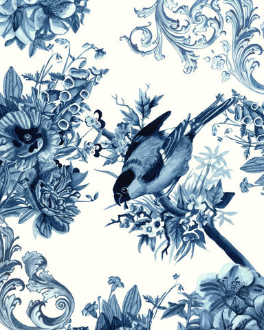 Bird & Branch in Indigo I - Wall Art - By Naomi McCavitt- Gallery Art Company