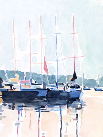 Watercolor Boat Club I - Wall Art - By Emma Scarvey- Gallery Art Company