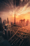 Dubai's Fiery sunset - Wall Art - By David George- Gallery Art Company