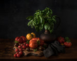 Still life with tomatoes and basil - Wall Art - By Diana Popescu- Gallery Art Company