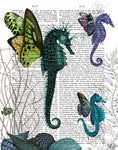 Seahorse Trio With Wings - Wall Art - By Fab Funky- Gallery Art Company