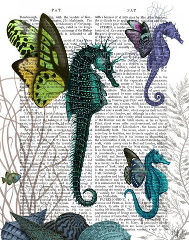 Seahorse Trio With Wings - Wall Art - By Fab Funky- Gallery Art Company