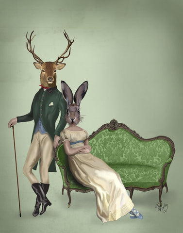 Mr Deer and Mrs Rabbit - Wall Art - By Fab Funky- Gallery Art Company