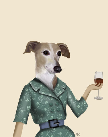 NC Greyhound Wine Snob - Wall Art - By Fab Funky- Gallery Art Company