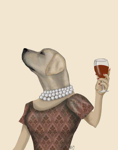 NC Yellow Labrador Wine Snob - Wall Art - By Fab Funky- Gallery Art Company