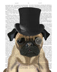 Pug Formal Hound and Hat - Wall Art - By Fab Funky- Gallery Art Company