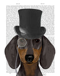 Dachshund Formal Hound and Hat - Wall Art - By Fab Funky- Gallery Art Company