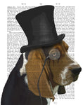 Basset Hound Formal Hound and Hat - Wall Art - By Fab Funky- Gallery Art Company