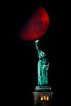 Statue of Liberty and Moonset - Wall Art - By Hua Zhu- Gallery Art Company