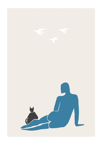 Woman and Cat - Wall Art - By 1x Studio II- Gallery Art Company