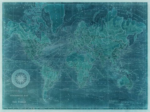 Azure World Map - Wall Art - By Vision Studio- Gallery Art Company