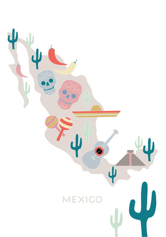 Mexico Map No 1 - Wall Art - By 1x Studio II- Gallery Art Company