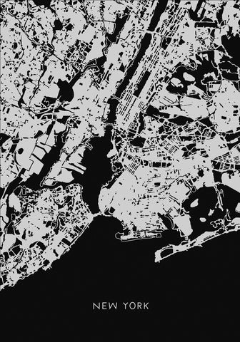 map_new york_002_black - Wall Art - By 1x Studio II- Gallery Art Company