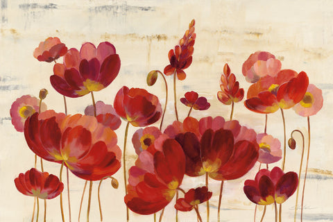 Red Flowers on Marble - Wall Art - By Silvia Vassileva- Gallery Art Company