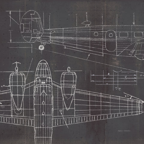 Plane Blueprint II No Words Post - Wall Art - By Marco Fabiano- Gallery Art Company
