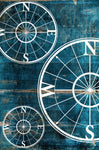Wooden Compass Blue - Wall Art - By Jace Grey- Gallery Art Company