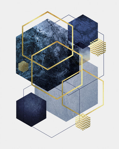 Navy Gold Geo 2 - Wall Art - By Urban Epiphany- Gallery Art Company