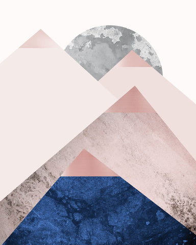 Pink Navy Mountains 2 - Wall Art - By Urban Epiphany- Gallery Art Company