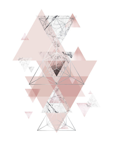 Blush Pink Marbled Geometric - Wall Art - By Urban Epiphany- Gallery Art Company