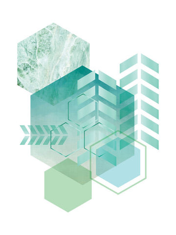 Geometric Minimalist Seafoam - Wall Art - By Urban Epiphany- Gallery Art Company