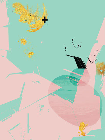 Scandi Abstract Mint Pink - Wall Art - By Urban Epiphany- Gallery Art Company