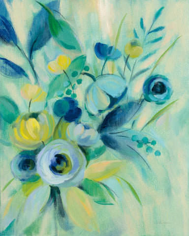 Elegant Blue Floral I - Wall Art - By Silvia Vassileva- Gallery Art Company