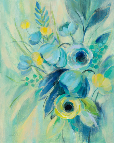 Elegant Blue Floral II - Wall Art - By Silvia Vassileva- Gallery Art Company