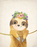 Floral Sloth 1 - Wall Art - By Kimberly Allen- Gallery Art Company