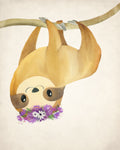 Floral Sloth 2 - Wall Art - By Kimberly Allen- Gallery Art Company