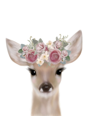 Floral Deer - Wall Art - By Leah Straatsma- Gallery Art Company