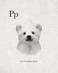 P is for Polar Bear - Wall Art - By Leah Straatsma- Gallery Art Company