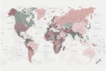 World Map Pink Green - Wall Art - By Urban Epiphany- Gallery Art Company