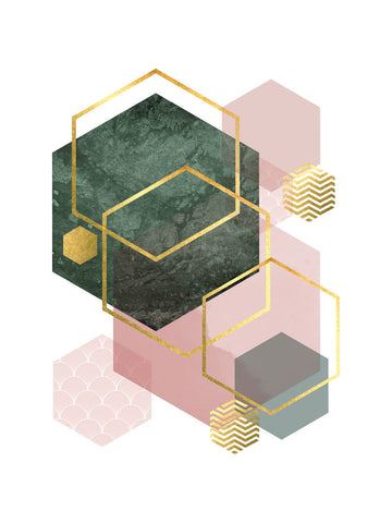 Pink Green Geo 1 - Wall Art - By Urban Epiphany- Gallery Art Company