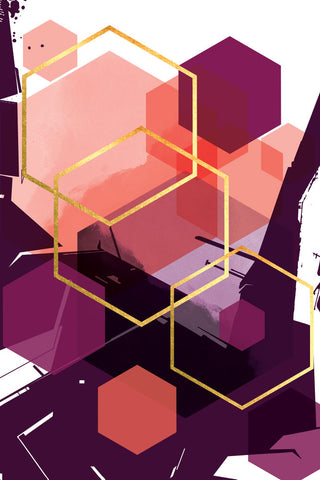 Molten Coral Hex 1 - Abstract - Wall Art - Wall Art - By Urban Epiphany- Gallery Art Company