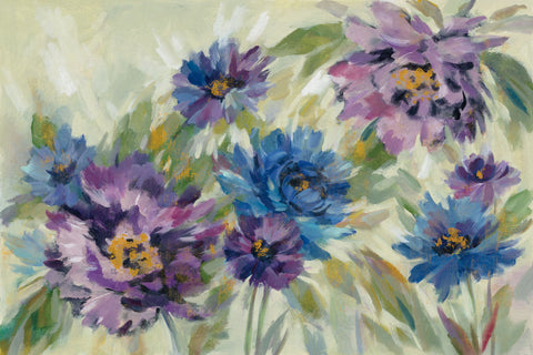 Bold Blue and Lavender Flowers - Wall Art - By Silvia Vassileva- Gallery Art Company