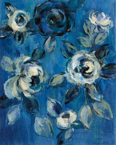 Loose Flowers on Blue I - Wall Art - By Silvia Vassileva- Gallery Art Company