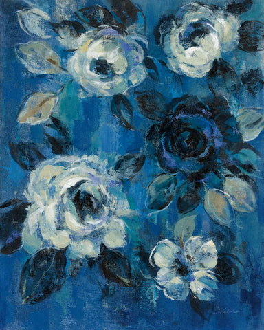 Loose Flowers on Blue II - Wall Art - By Silvia Vassileva- Gallery Art Company