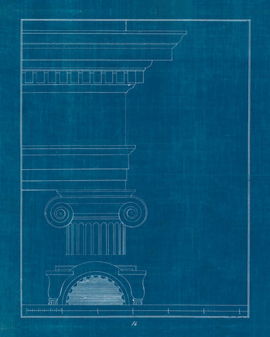 Architectural Columns I Blueprint - Wall Art - By Wild Apple Portfolio- Gallery Art Company