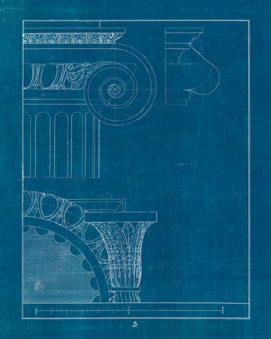 Architectural Columns II Blueprint - Wall Art - By Wild Apple Portfolio- Gallery Art Company